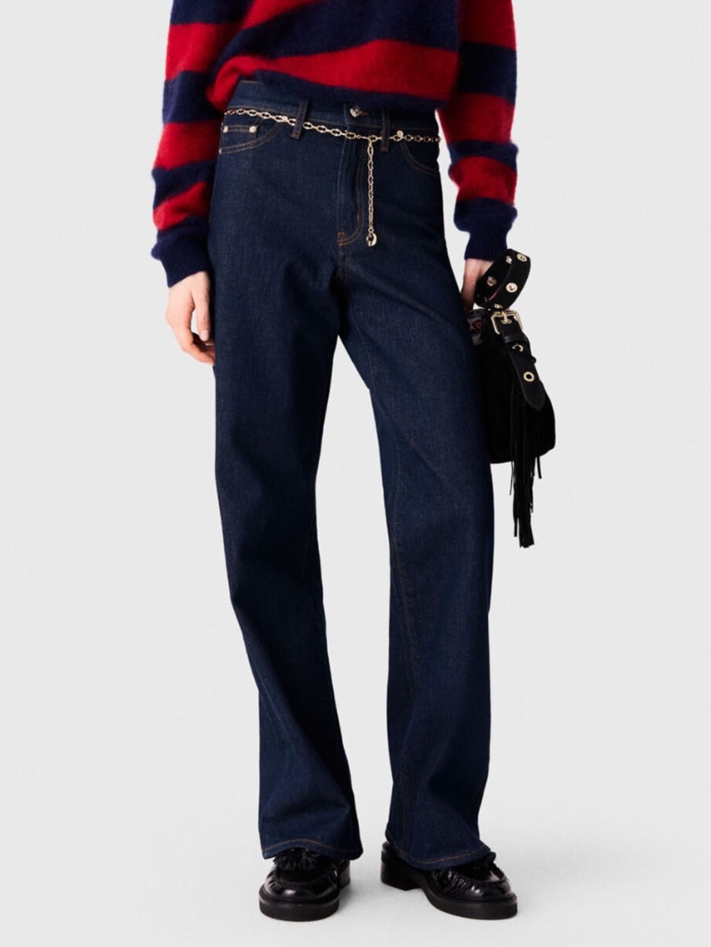 PantinBrut Wide-leg jeans with chain-link belt
